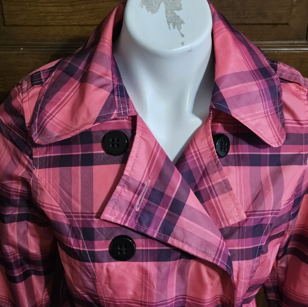 Pink Envelope Plaid Double Breasted Jacket Pink Size M - Picture 4 of 16